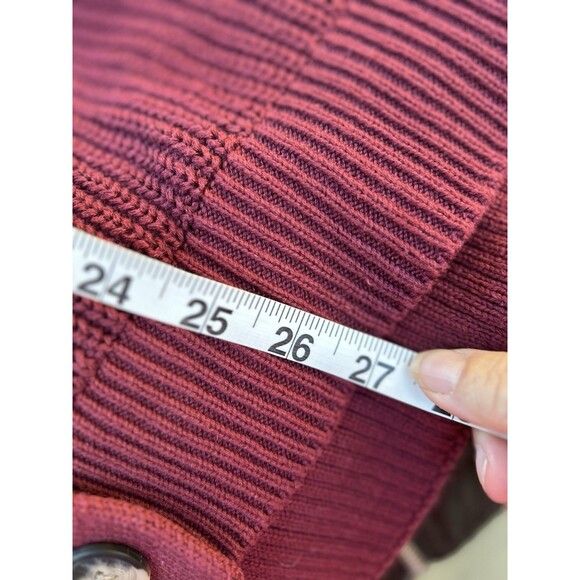 NWT Gap Shaker Stitch Chunky Knit Size L Boyfriend Grandpa Cardigan Burgundy - Picture 10 of 11